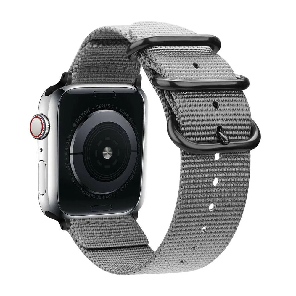 Durable Motion Gear Soft Surface Apple Watch Nylon Strap with Buckle (Grey)