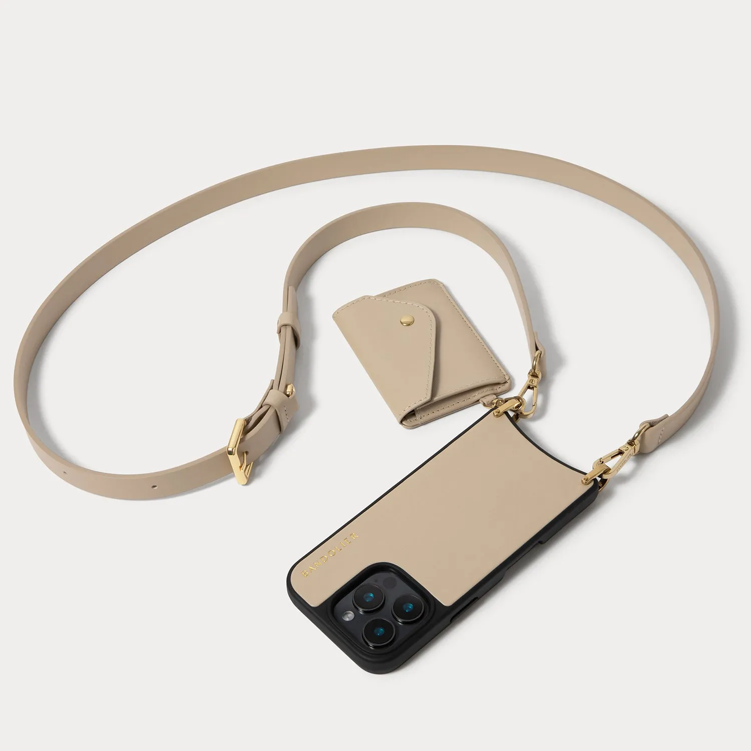 Remi Magnet Wallet Crossbody Phone Case - Beige/Gold Minimal Pattern