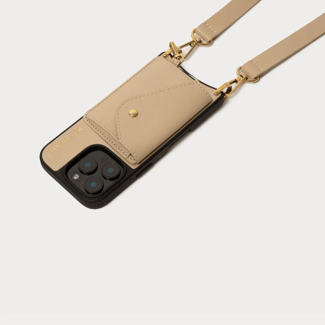 Remi Magnet Wallet Crossbody Phone Case - Beige/Gold Lightweight Feel