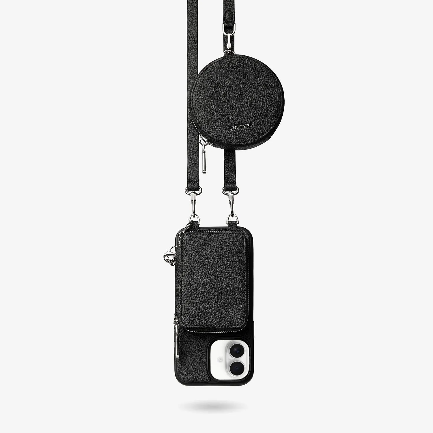 Grip Texture Lunar Silver Series- Premium Crossbody Magsafe Phone Case with Removable Wallet & Round Pouch