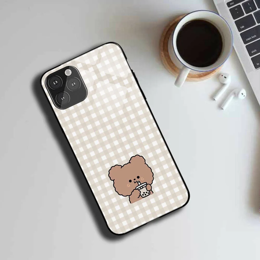 Checked Cartoon Printed Protective Case Fashion Touch