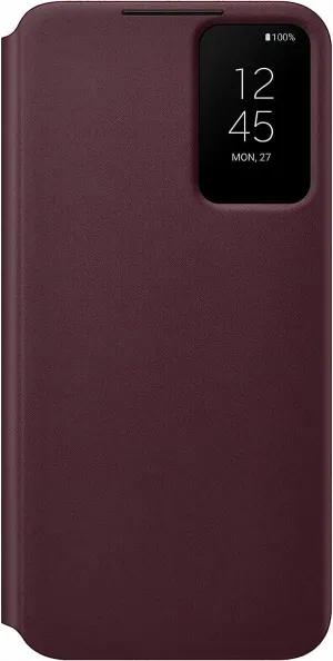 Stylish Finish Texture Samsung Galaxy S22 Plus Smart Clear View Cover Burgandy - EF-ZS906CEEGWW
