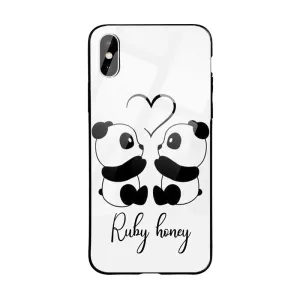 Durable Shell Unique Texture Glossy Protective Case With Lovely Pandas White Name
