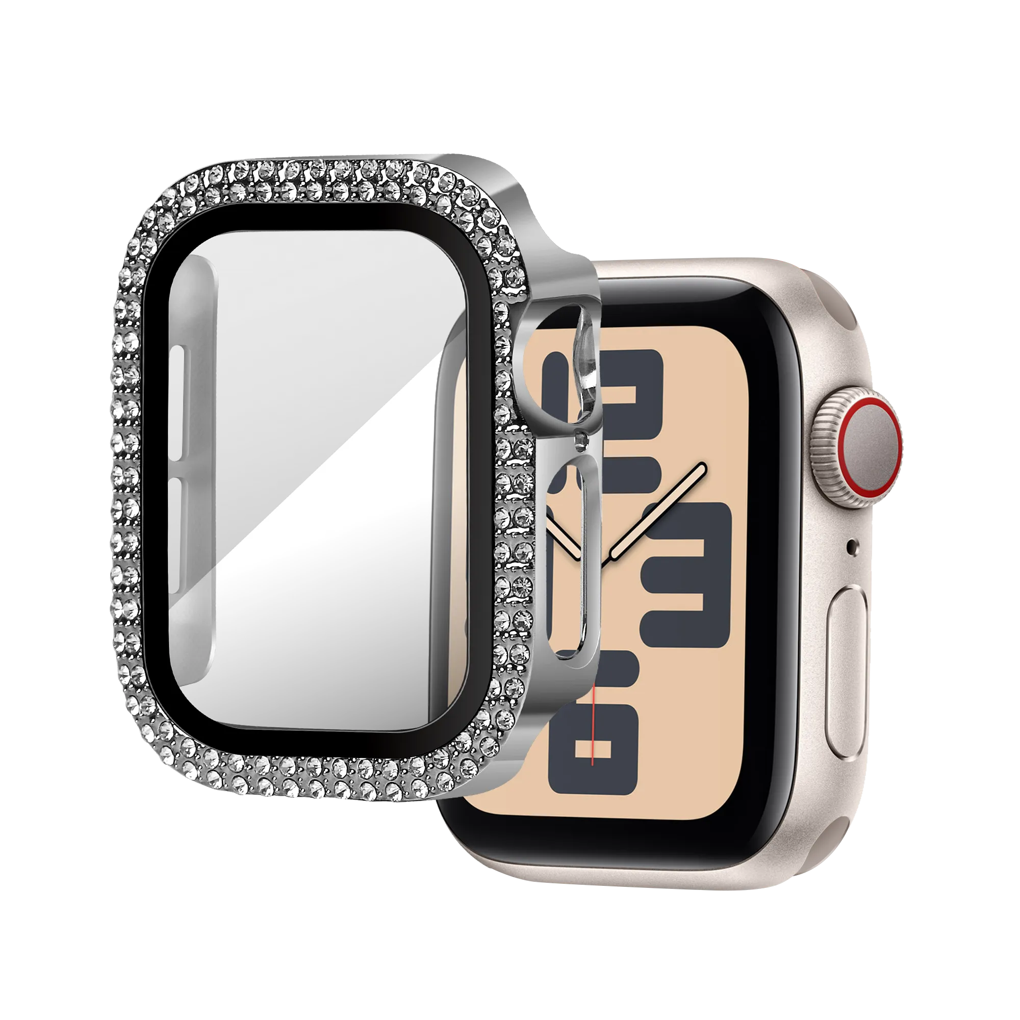 Bandz Apple Watch 10 - 42mm Diamond Case with Glass (Silver) Gym