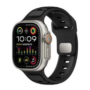 Modern Fashion Touch Stylish Option Apple Watch Premium Outdoor Silicone Strap (Black/Black)
