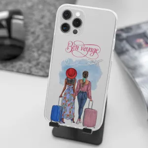 Travel Together Transparent Silicone case Frosted Finish Colorful Pattern