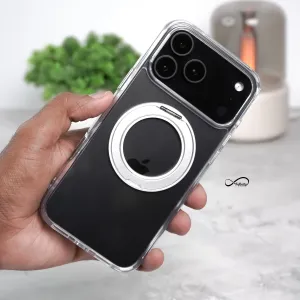 Rugged Texture iPhone 17 Pro Max Back Cover Case | 360 Kickstand Mag-X - Clear