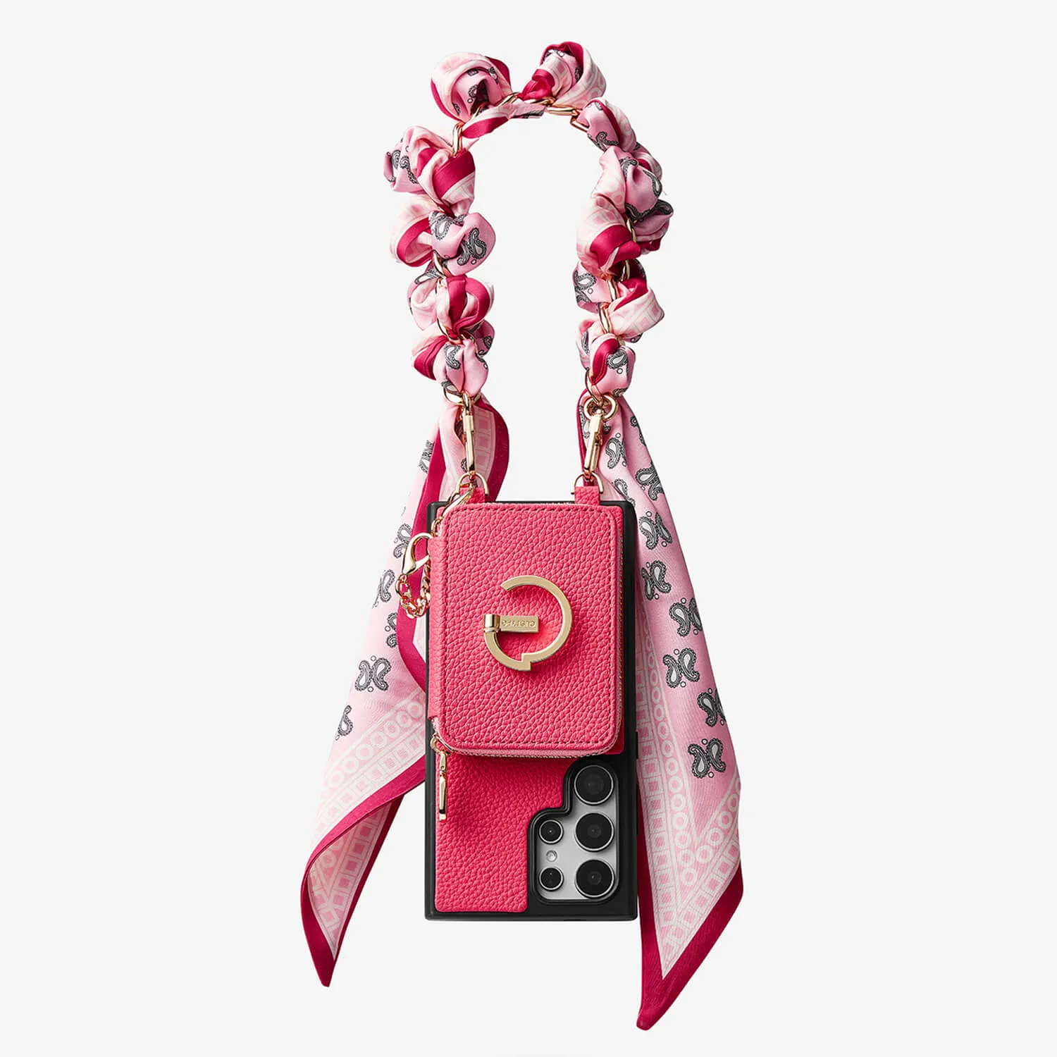 Modern Function Silk Flair Set- Samsung Lychee Detachable Wristlet Wallet Phone Case with E-Stand