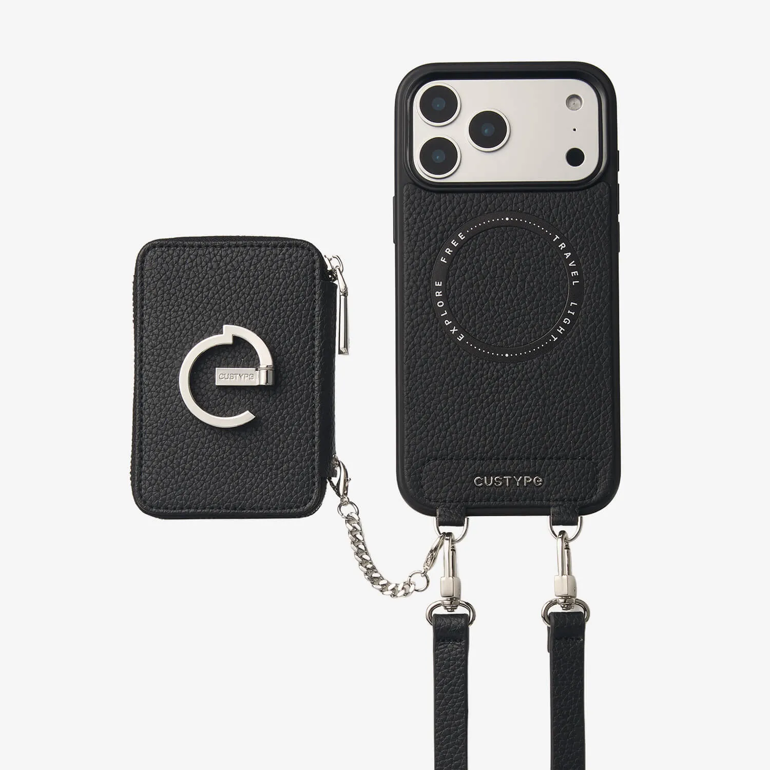 Silver Edge Kit- Magnetic Crossbody E-stand Wallet Case for Walking Everyday Use