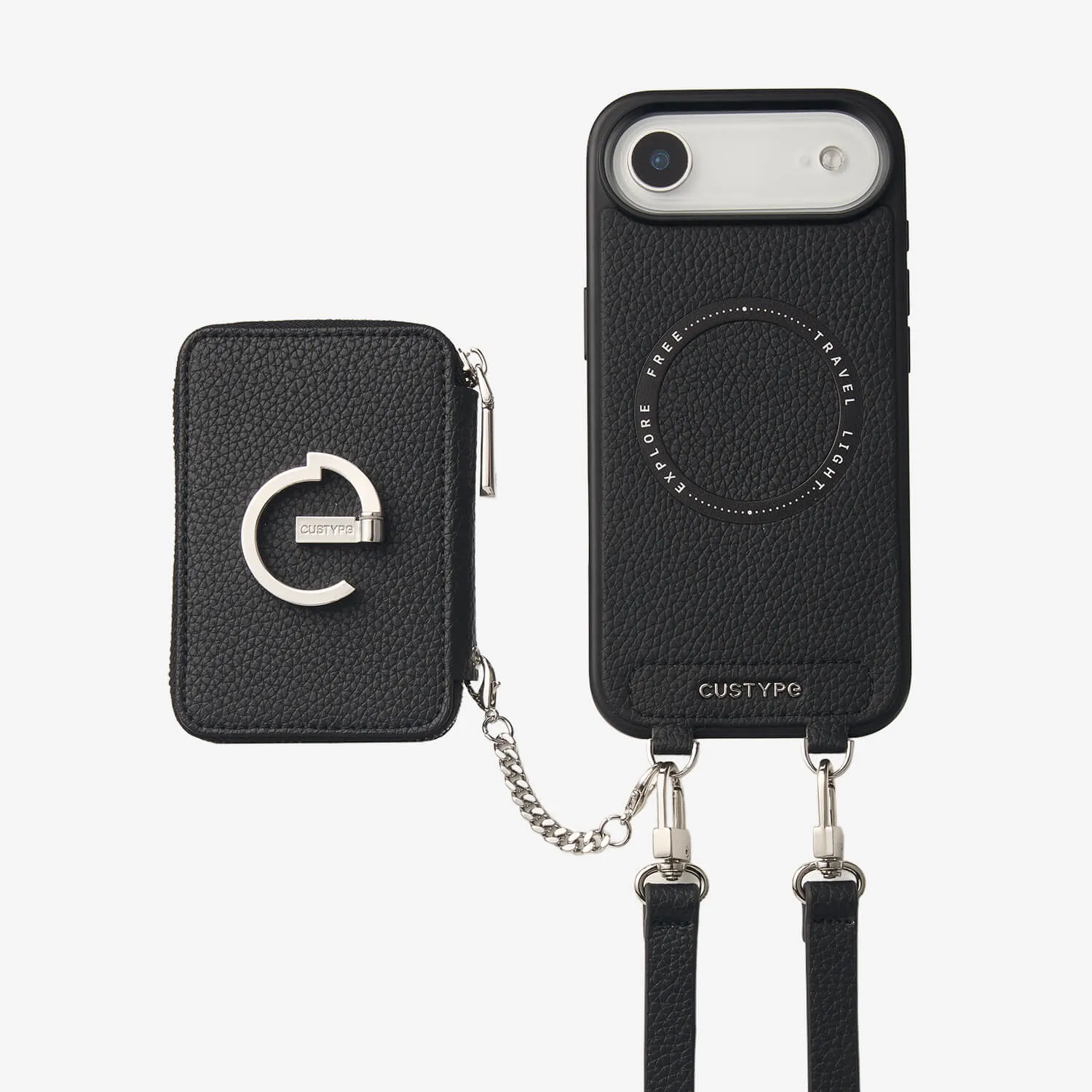 Silver Edge Kit- Magnetic Crossbody E-stand Wallet Case for Walking Soft Finish Light Build