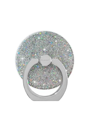 Minimal Desk Ring Rotatable Spin Holder Silver Glitter Adhesive Phone Ring Stand