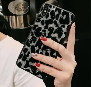 Silver Glitter Leopard Phone Case For Samsung Edge Shield