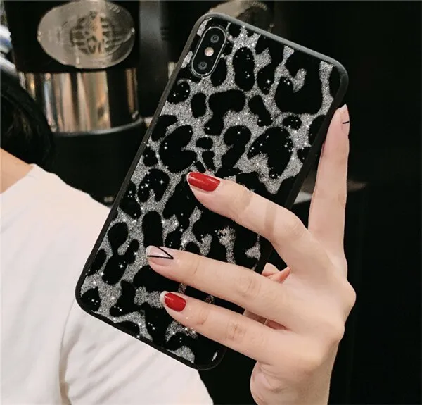 Silver Glitter Leopard Phone Case For Samsung Refined Craftsmanship Everyday Comfort