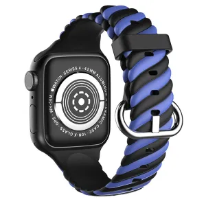 Light Durable Material Apple Watch Twisted Silicone Strap (Black/Blue)