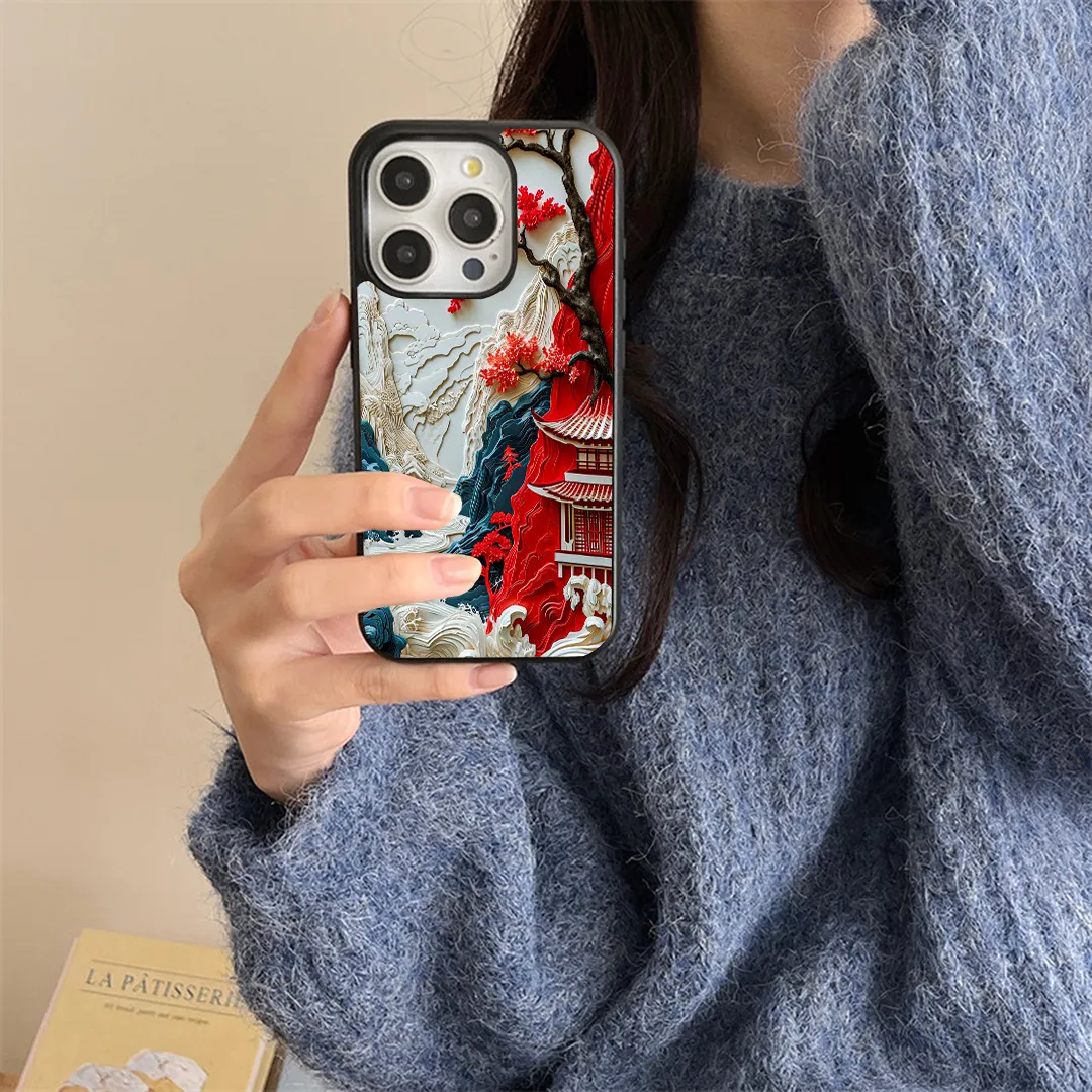 Rugged Look Stylish Detailing Waves House Printed Protective Phone case