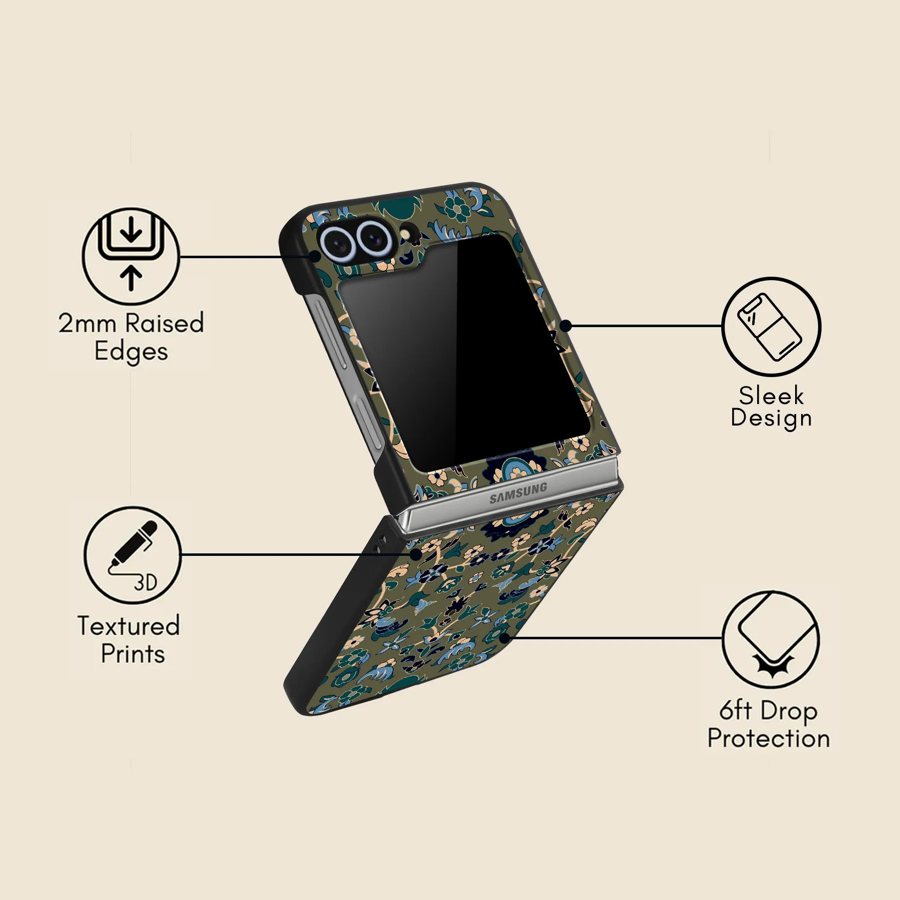 Flexible Fit Button Cover The Beloved Rawdah Samsung Z Flip Case