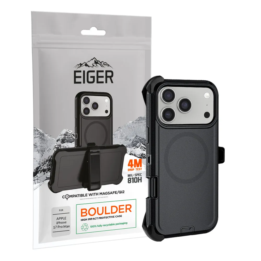 Strong Corners Compact Grip Eiger Boulder Magsafe Case for Apple iPhone 17 Pro Max Black