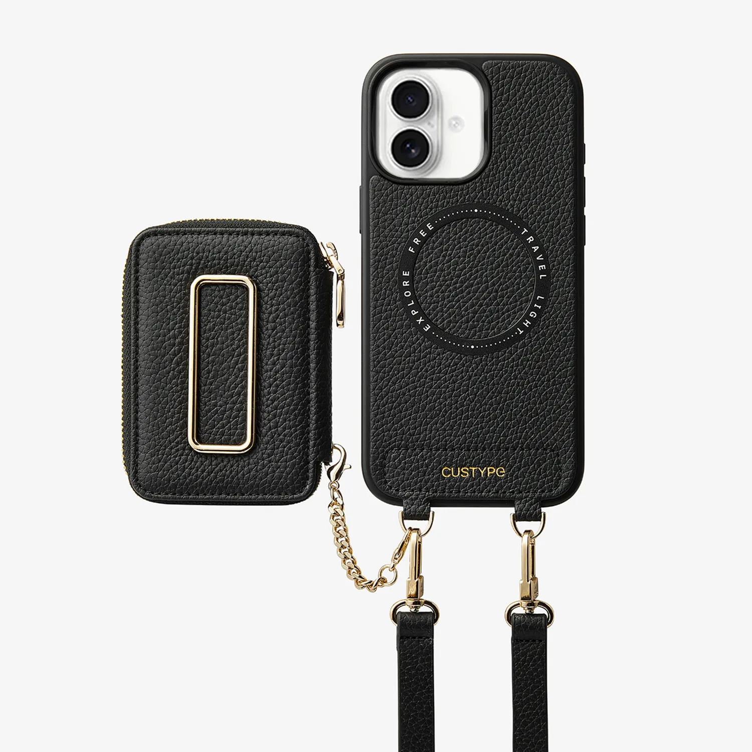 Original Design Set- Crossbody Square Stand Wallet Wireless Charging Phone Case Set Rugged Pattern Design Urban Fashion