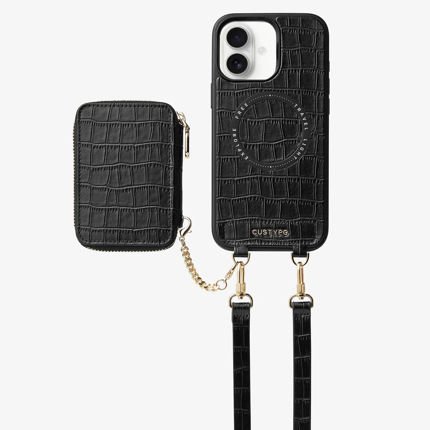 Crocodile Craft Set- Detachable Wireless Charging Crossbody Wallet Phone Case Set Trendy Pattern