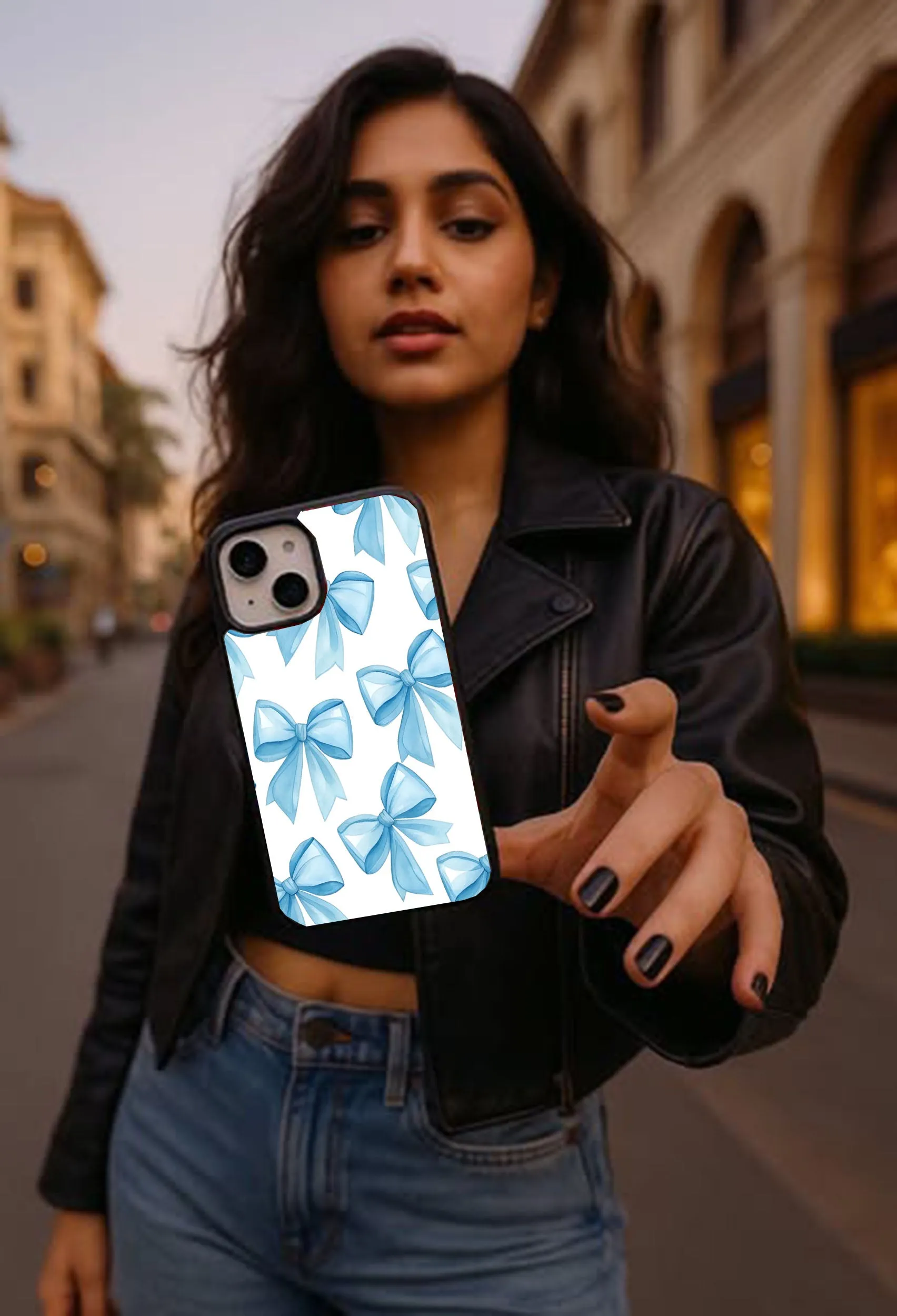 Minimal Design Blue bow Printed Protective case