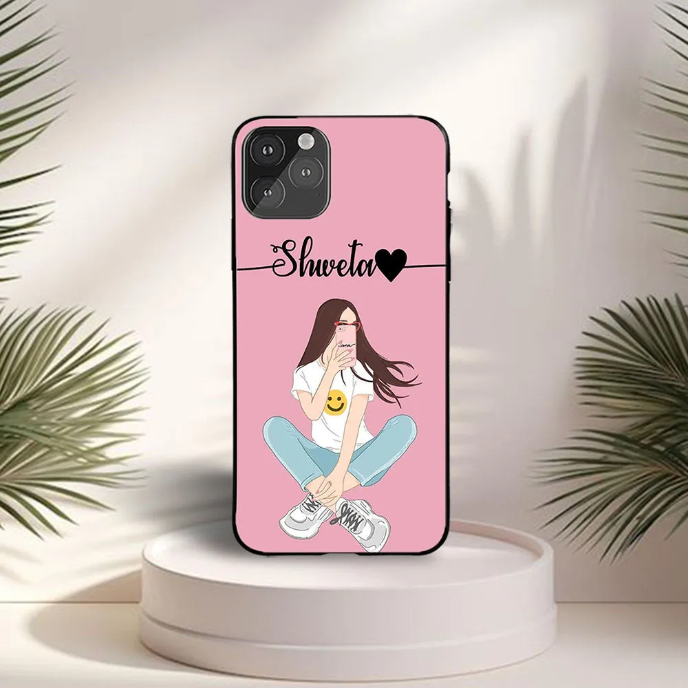 Smiley Emoji Girl Print Name Case Versatile Design Premium Protection