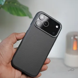 iPhone 17 Pro Max Back Cover Case | PU Leather Mag-X - Black Stylish grip Smooth Pattern