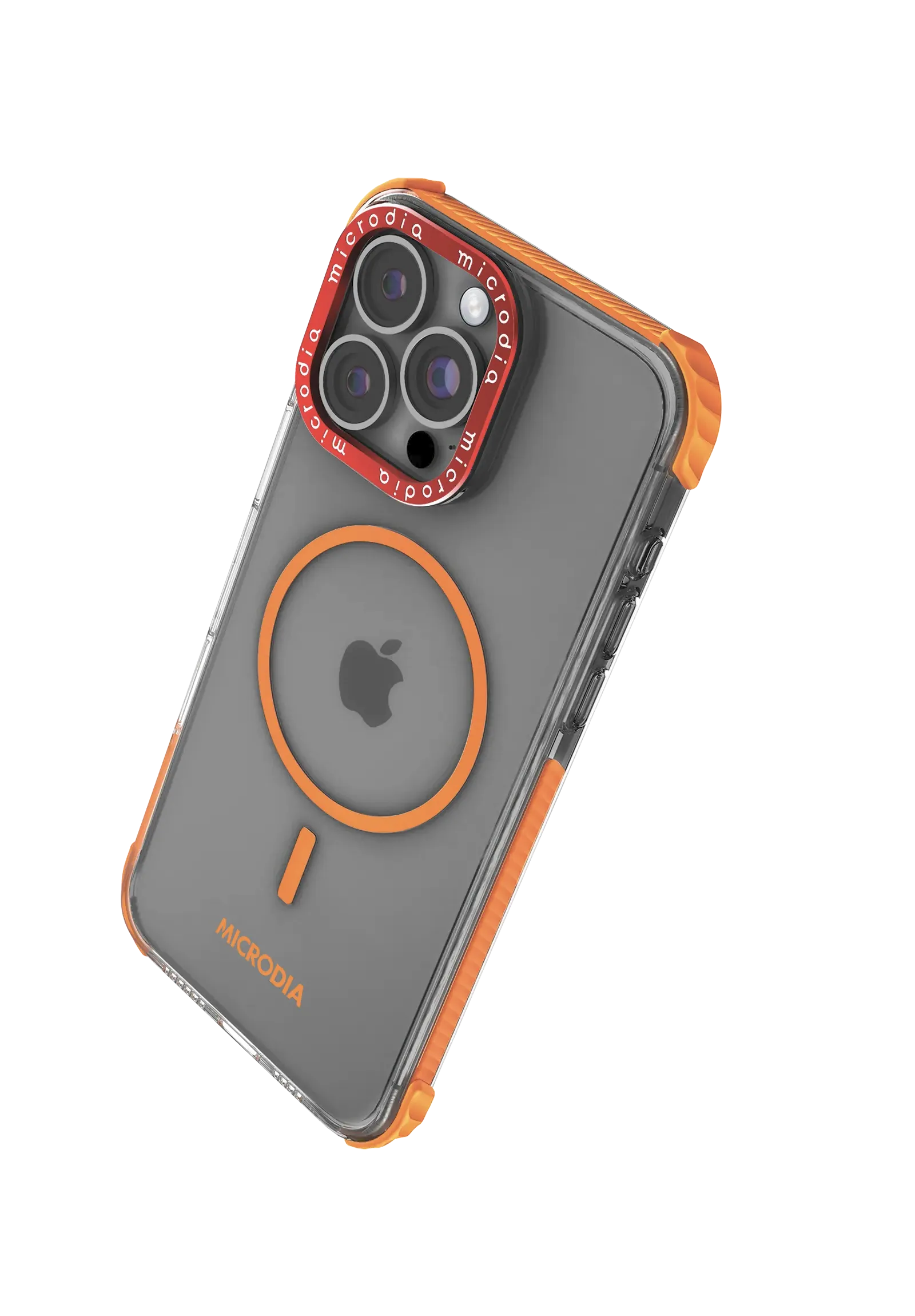 Carbon Fiber Sleek Detail MICRODIA CRYSTAL GEAR? High Transparency Protective iPhone Case - Orange