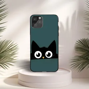 Blacky Cat Printed Protective Case Soft Edge Texture