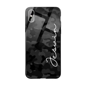 Glossy Protective Case With Black Grey Camouflage Name Smooth Pattern Finish