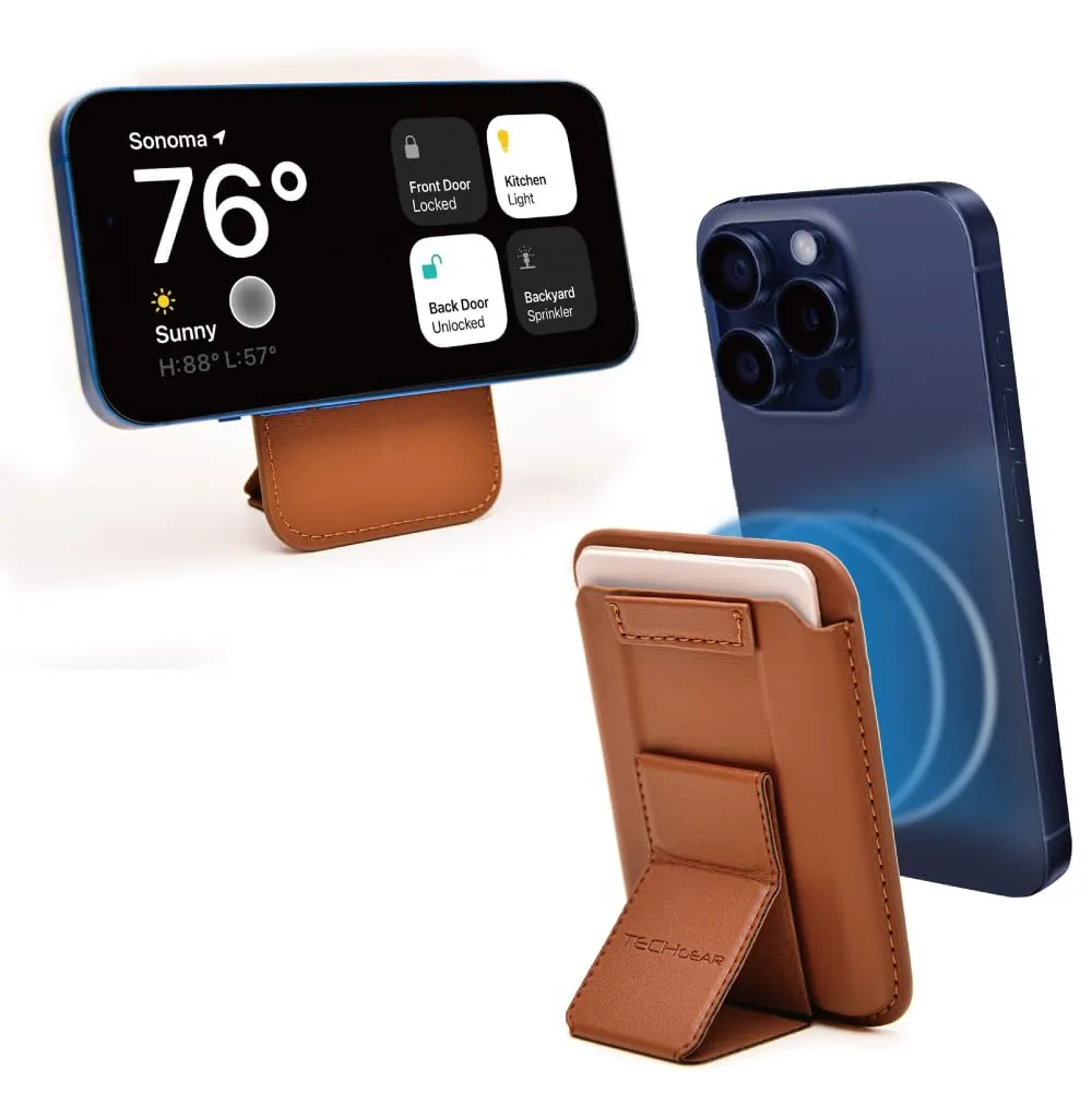Soft Leather Feel MagSafe Wallet, PU Leather Magnetic iPhone Stand, Grip, 3 Card Holder RFID & Mag-Safe Magnet