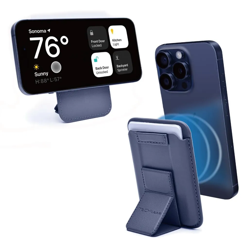 MagSafe Wallet, PU Leather Magnetic iPhone Stand, Grip, 3 Card Holder RFID & Mag-Safe Magnet Luxury Grab Wallet Lightweight Card Slot