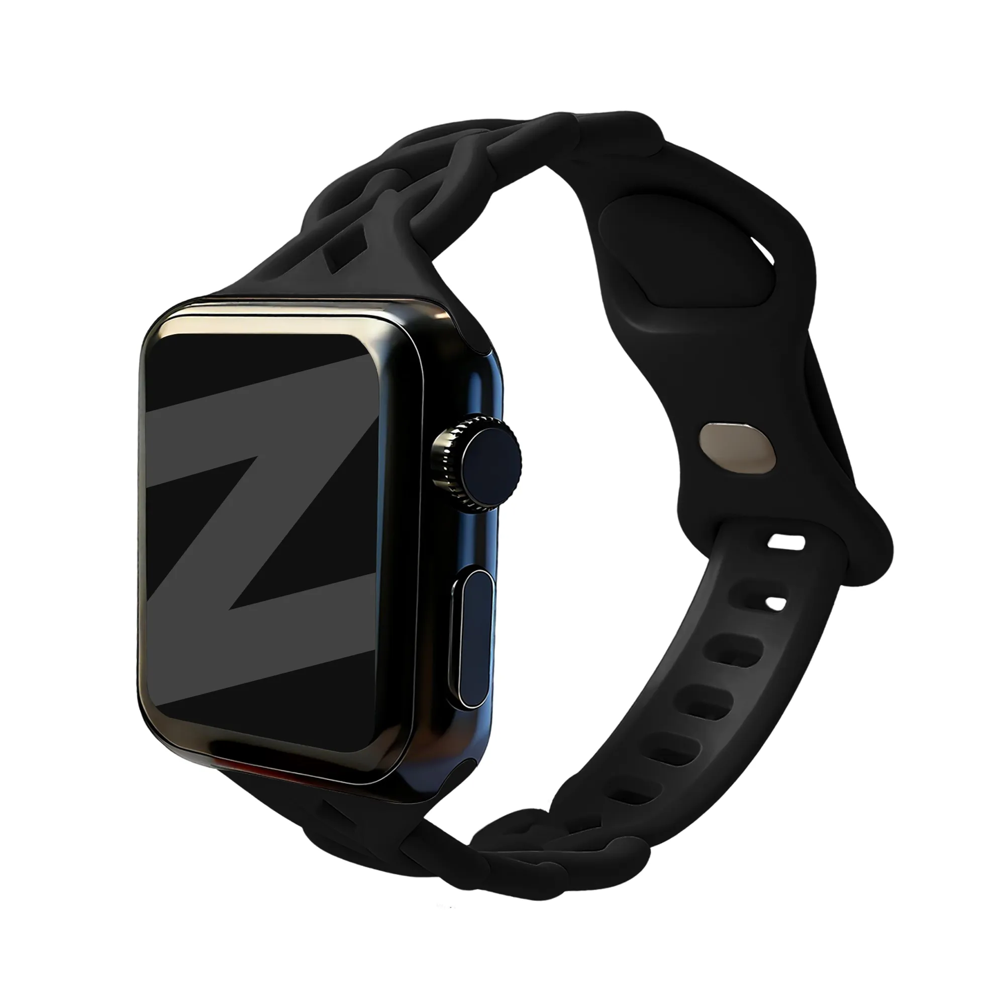 Bandz Apple Watch Silicone Strap 'Braided' (Black) Stylish Smart Look