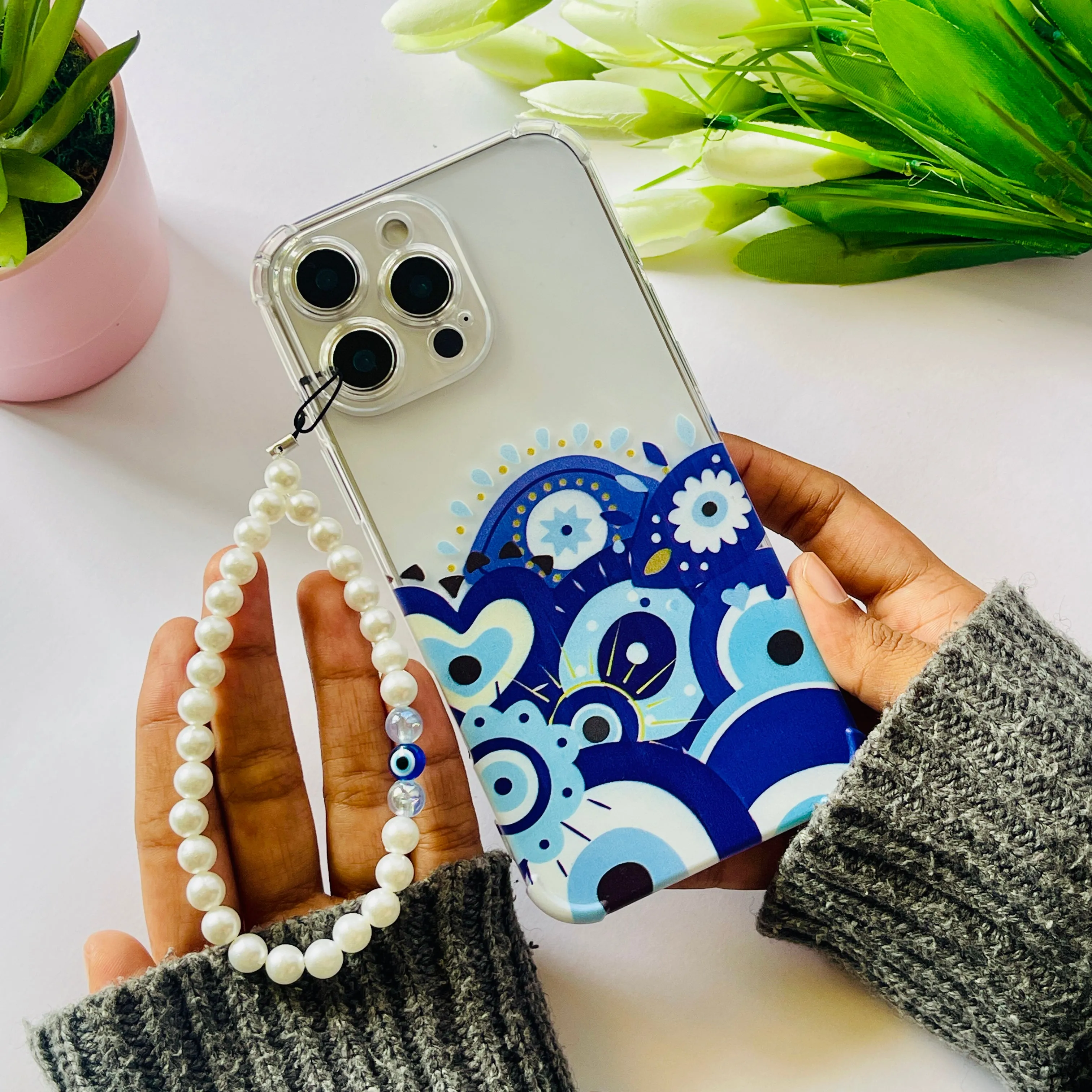 Evil Eye Charm Phone Case Marble finish