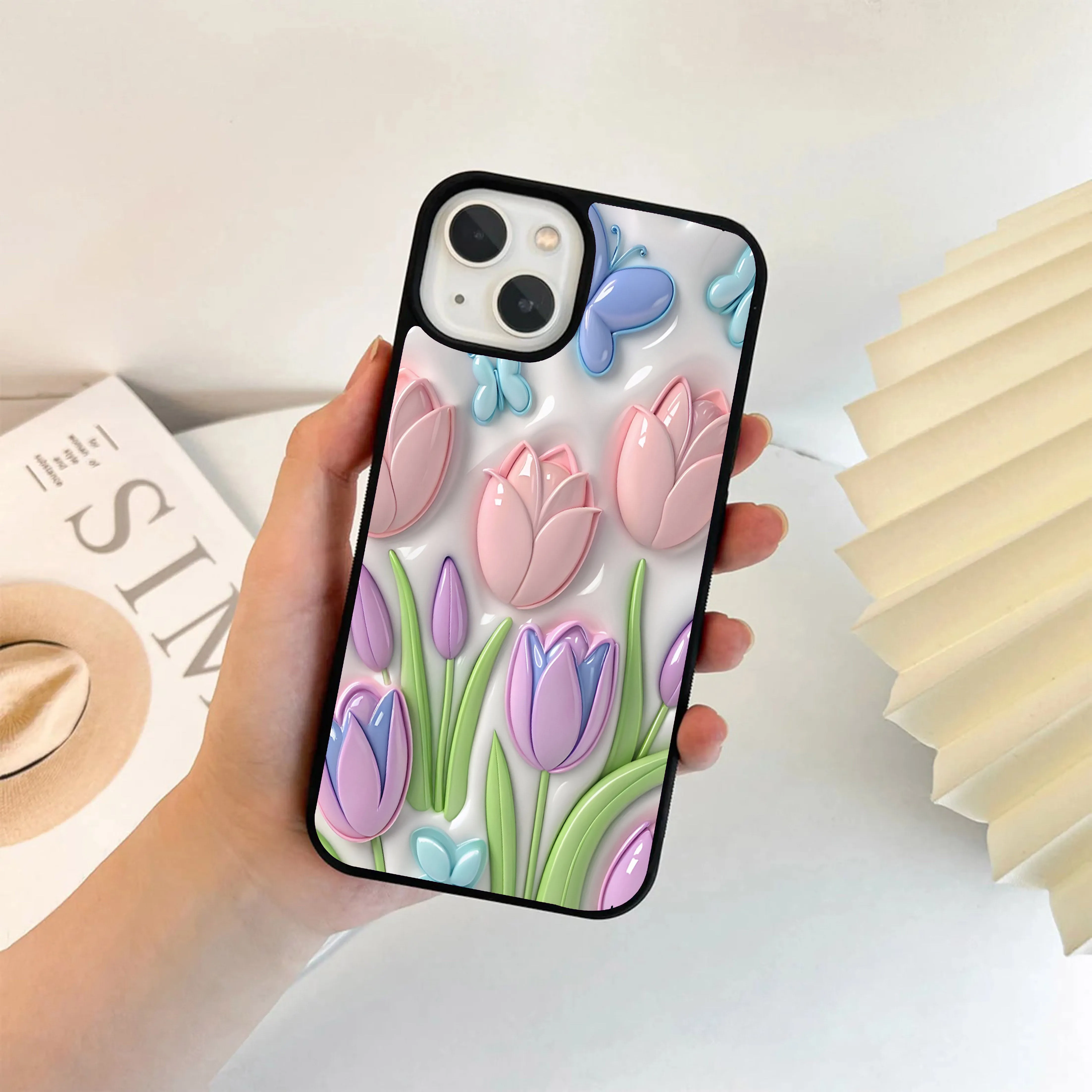 Hybrid Edge Finish Wireless Charging Compatible Lotus flower Printed Protective case