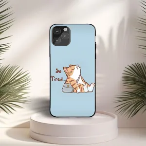 Clear Back Modern Design So Tired Cat Printed Protective Case
