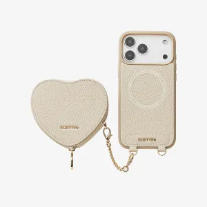 Heart Design Kit- Wireless Charging Phone Case With Detachable Pouch Classic Frame
