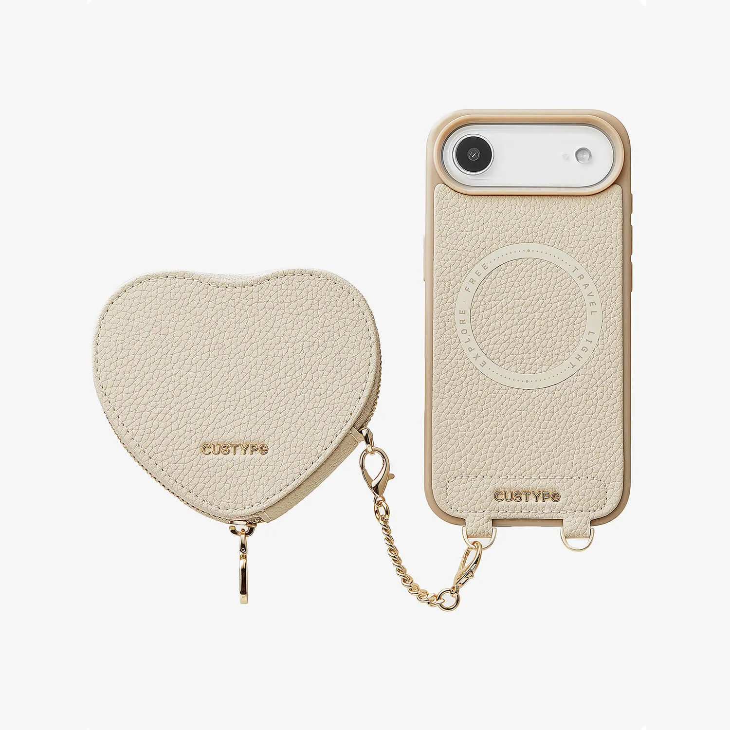 Fashion Touch Heart Design Kit- Wireless Charging Phone Case With Detachable Pouch