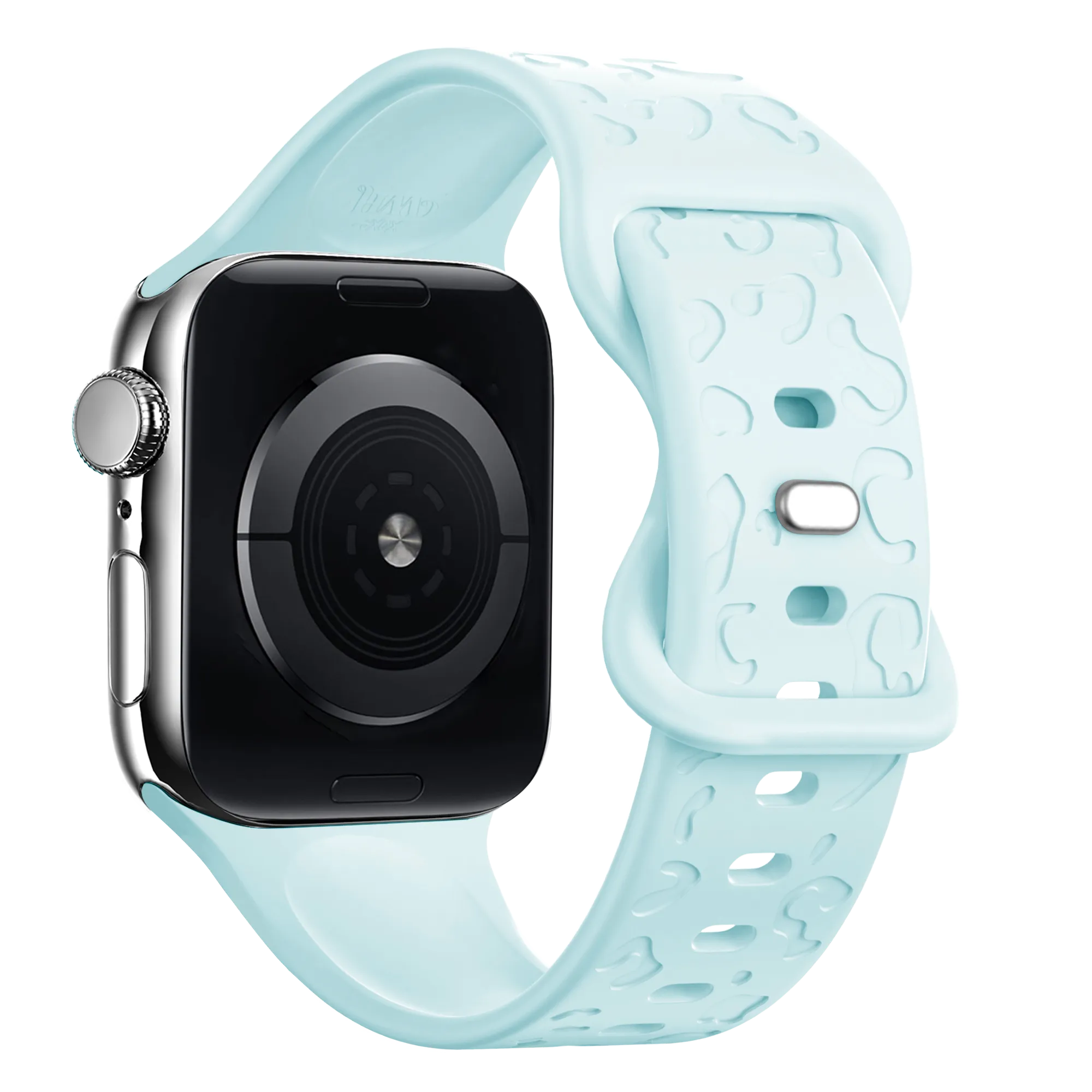 xoxo Wildhearts Apple Watch Silicone Strap Leopard Print (Baby Blue) All Weather Use Luxury Texture