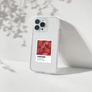 Strawberries Polaroid Aesthetic Silicone Clear Case Smooth Texture Pattern