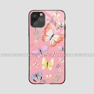 Minimal Look Glossy Protective Case With Pink Butterfly
