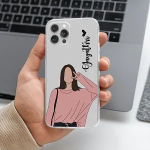 premium design Transparent Silicone case with Name printed Cute girl