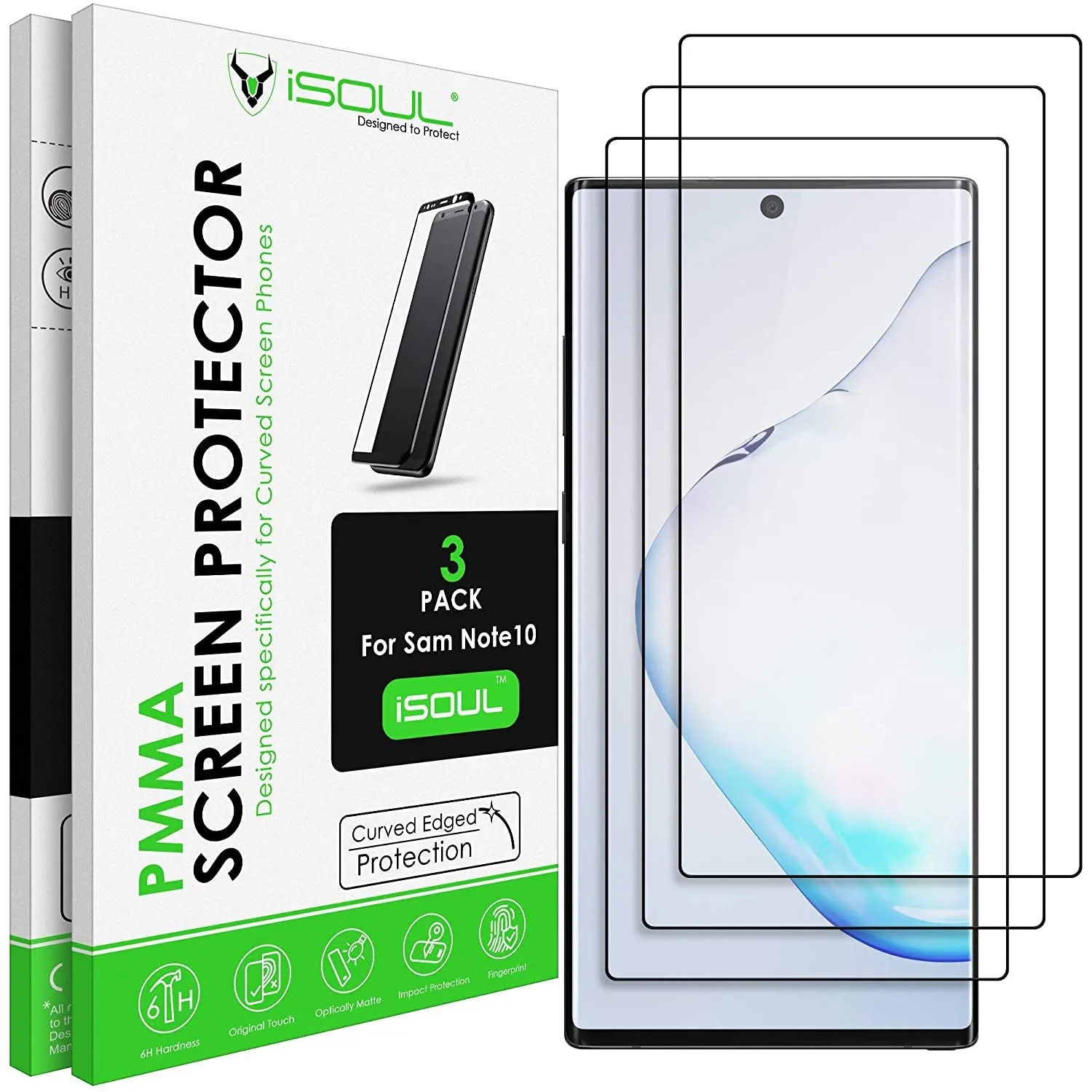 full vision clarity Mobile Safety Film ISOUL 3 Pack Flexible Screen Protector for Samsung Galaxy Note 10 6.3"