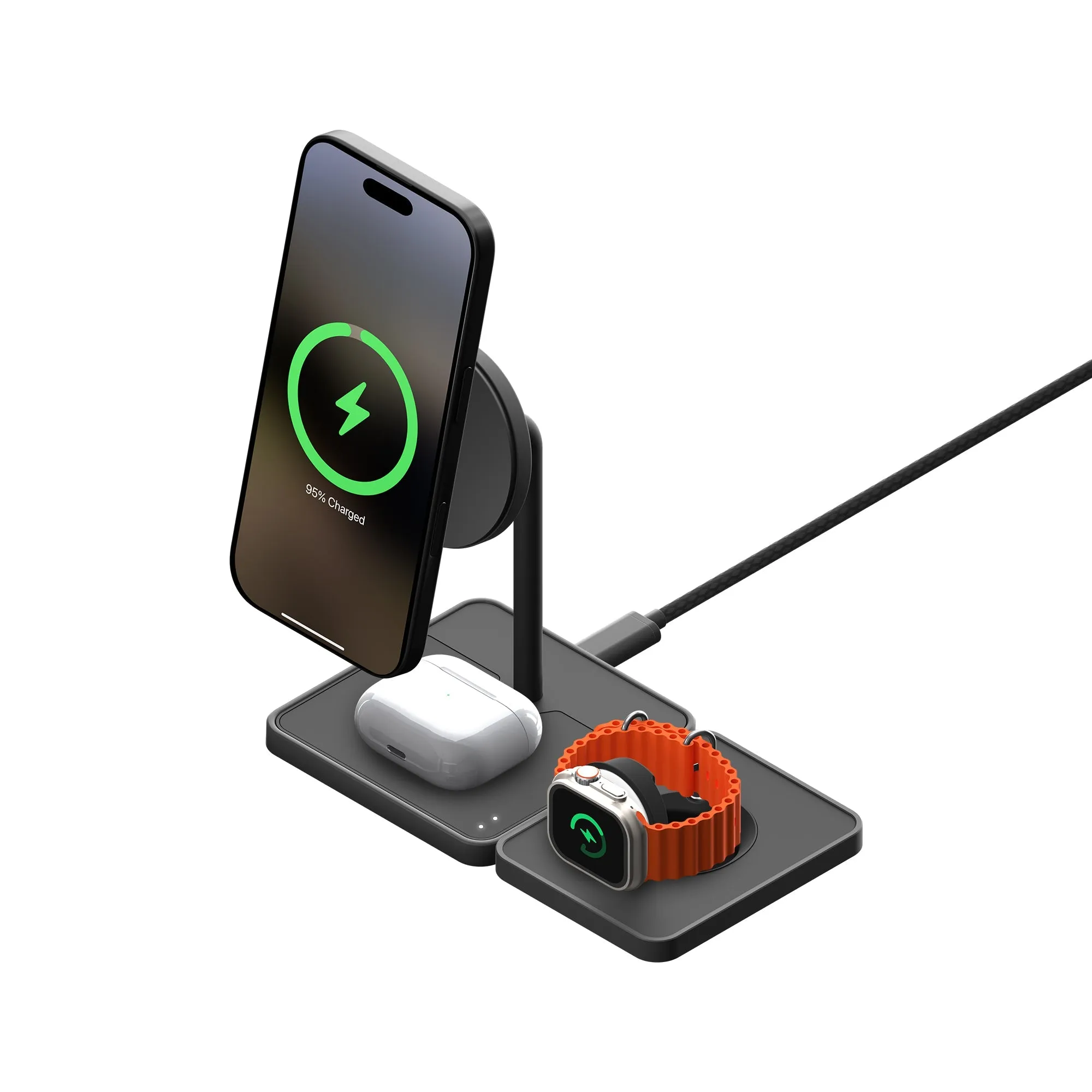 High protection 3 in 1 Charging Stand with Qi2 and Apple Technology ?? Matte Black