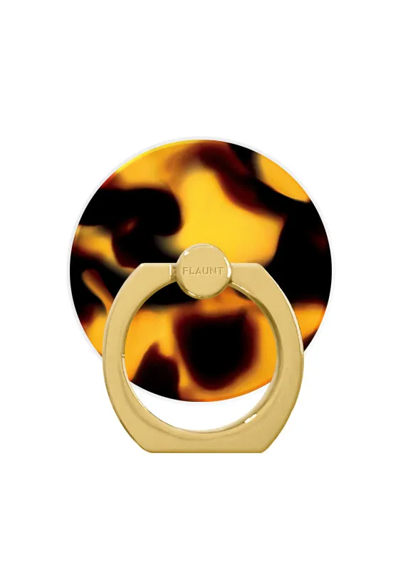 Tortoise Print Adhesive Phone Ring Stand Smooth Grip Soft Base