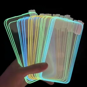 Fluorescent Glow In The Dark Tempered Glass Screen Protector For iPhone Flexible frame