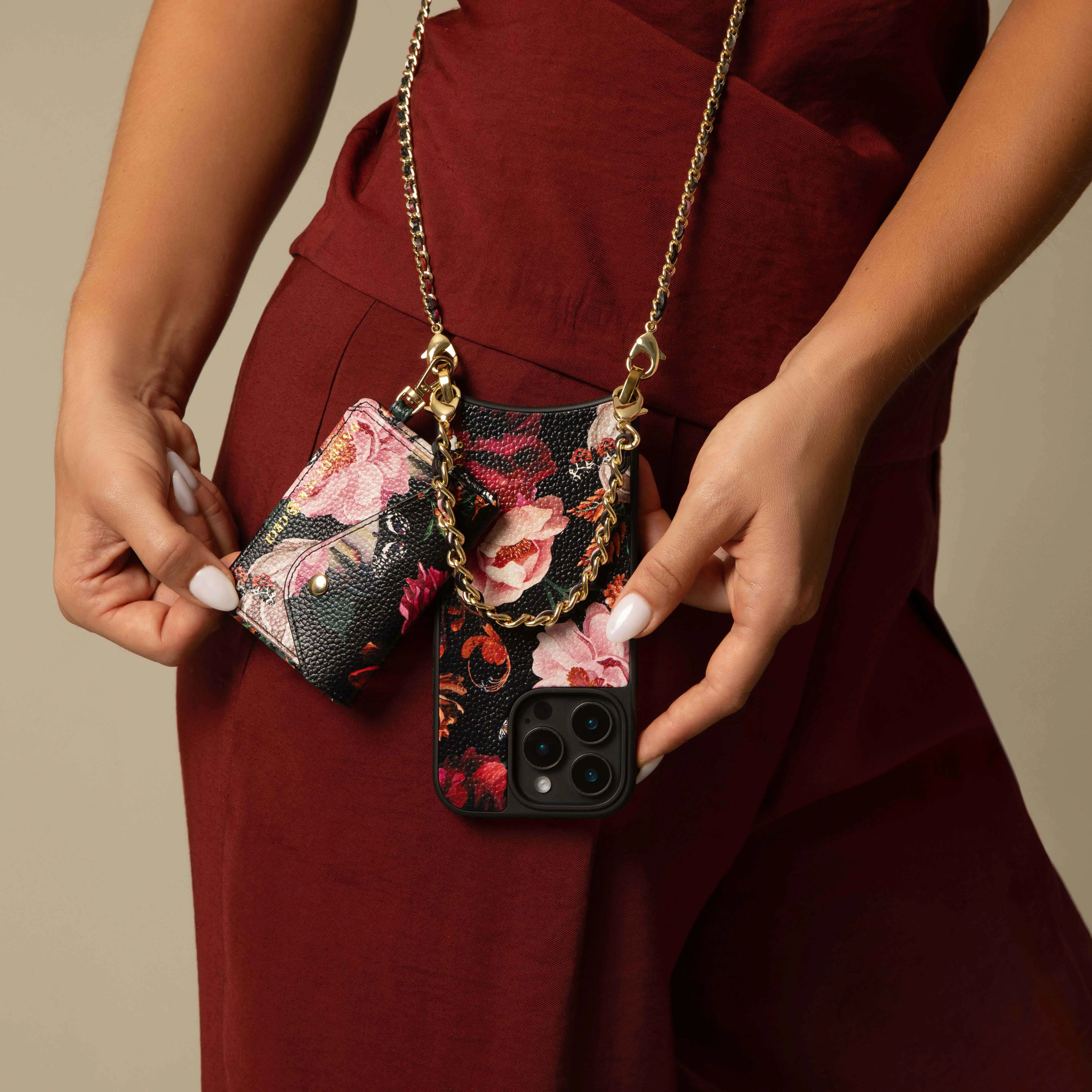 Premium Material Professional Style Rae Magnet Duet Wallet Crossbody Phone Case - Ceci Noir/Gold