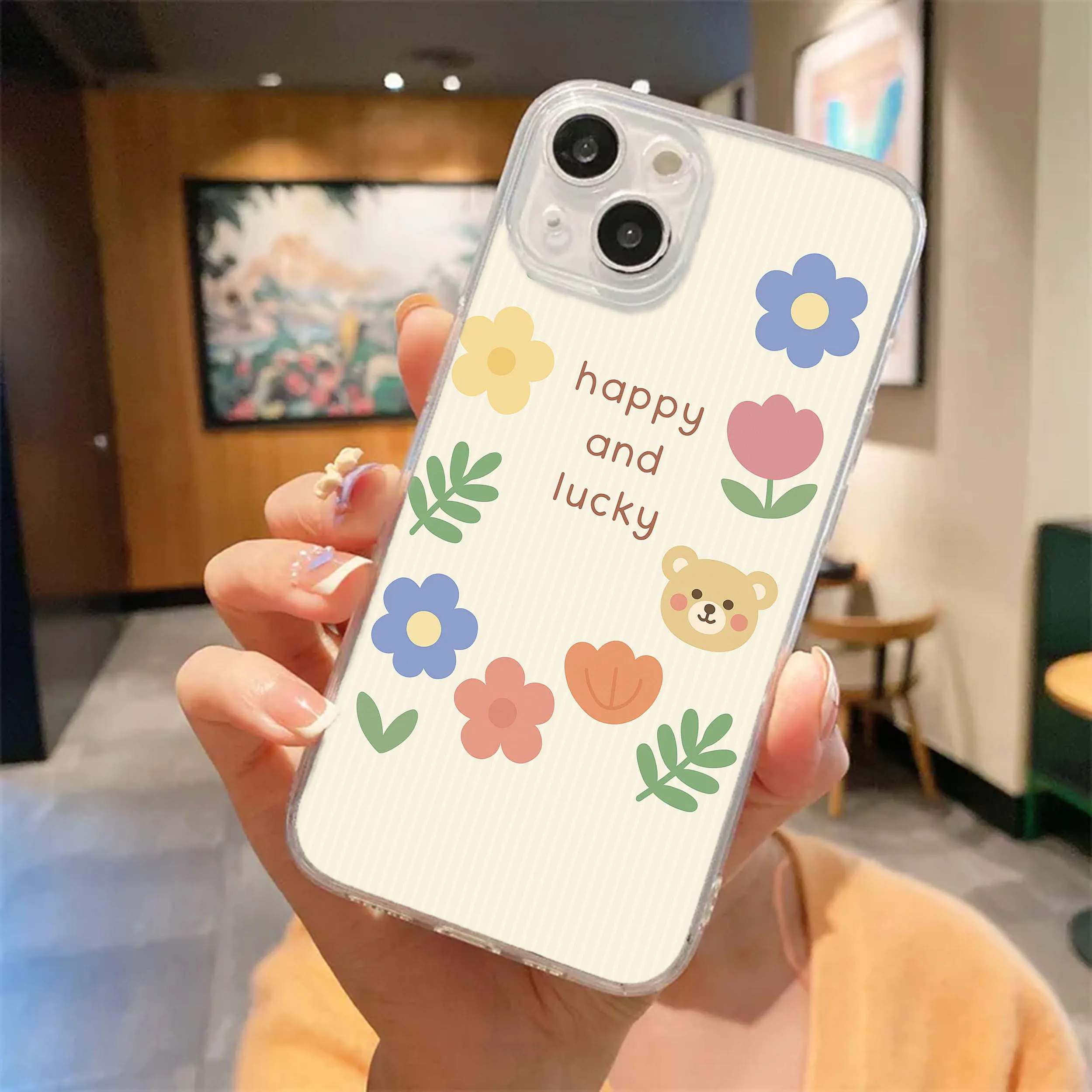 Happy And Lucky Clear Phone Case Flexible Design