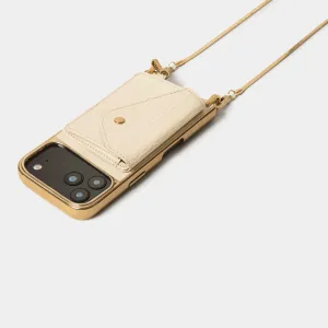 Remi Chrome Magnet Wallet Crossbody Phone Case - Ivory Croc/Gold Fashion Accessory Glossy surface