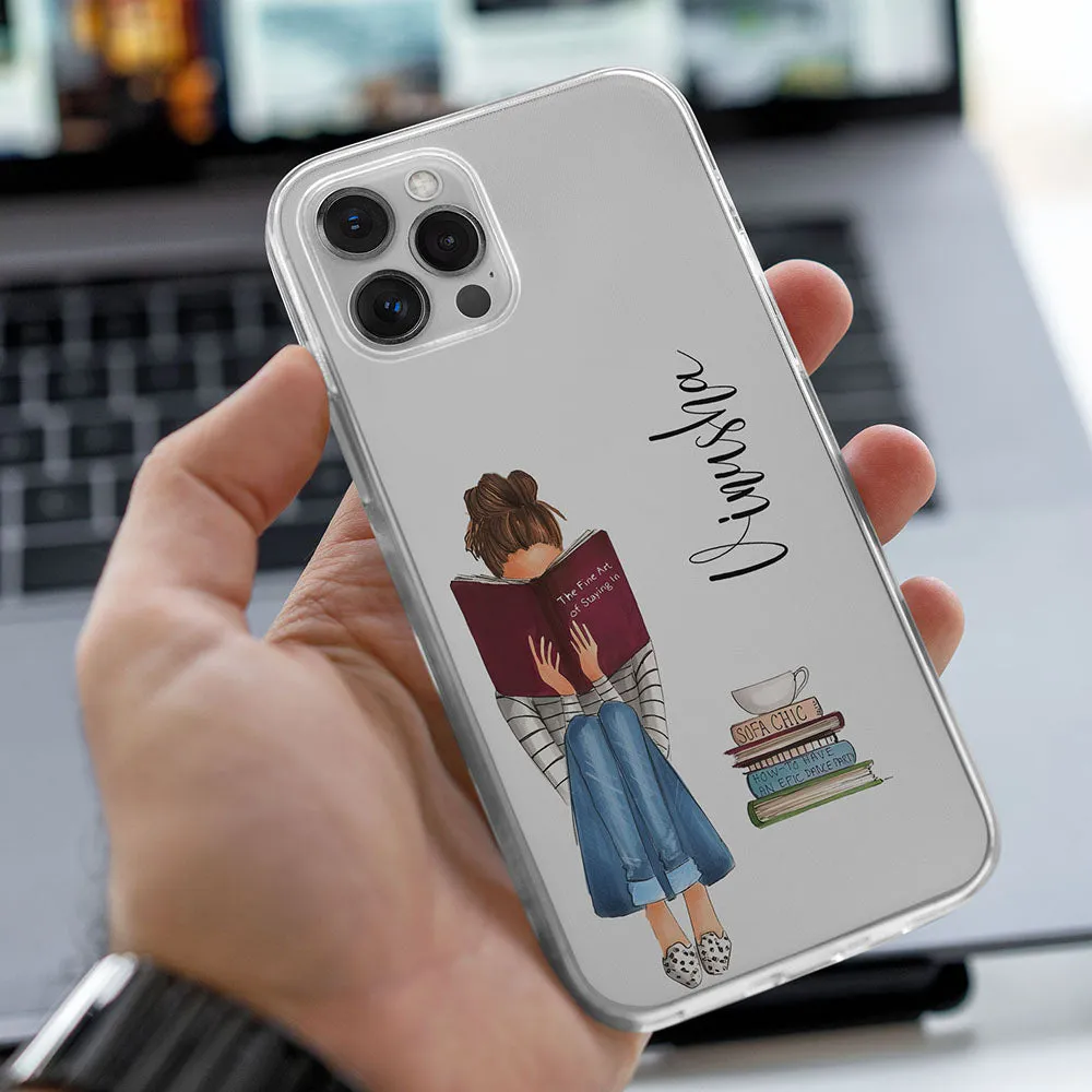 Raised Edges Transparent Silicone case with Book Love