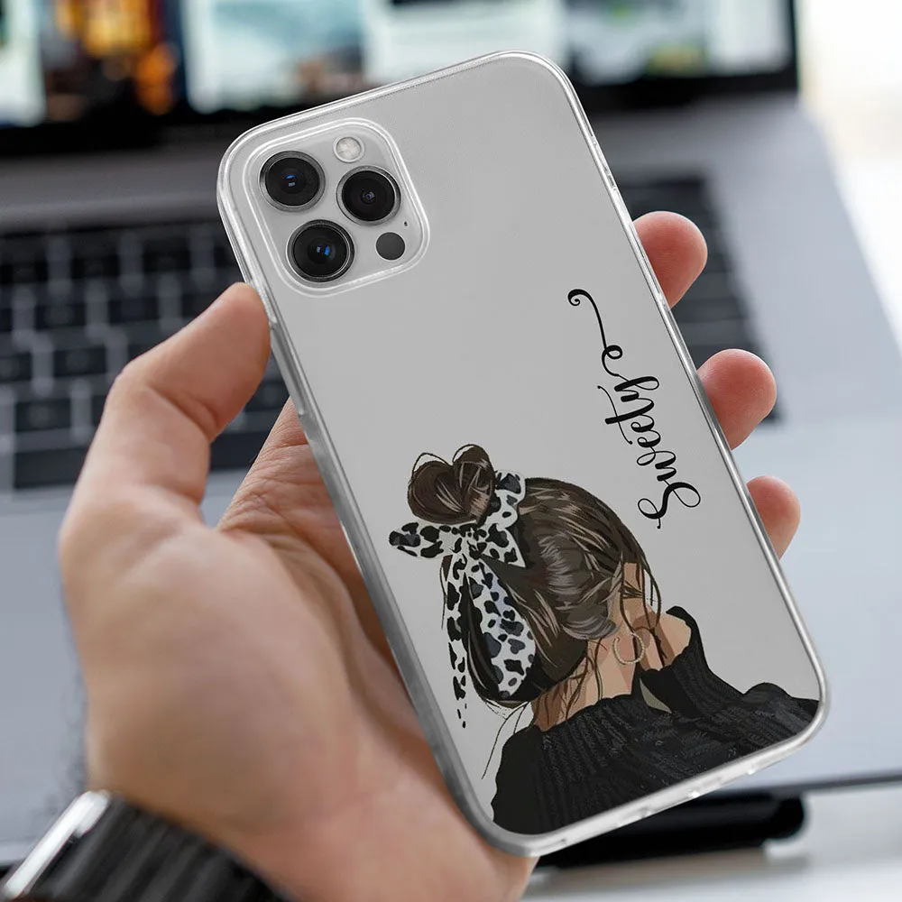 Transparent Silicone case with Name printed girl Impact Cushion Durable Look